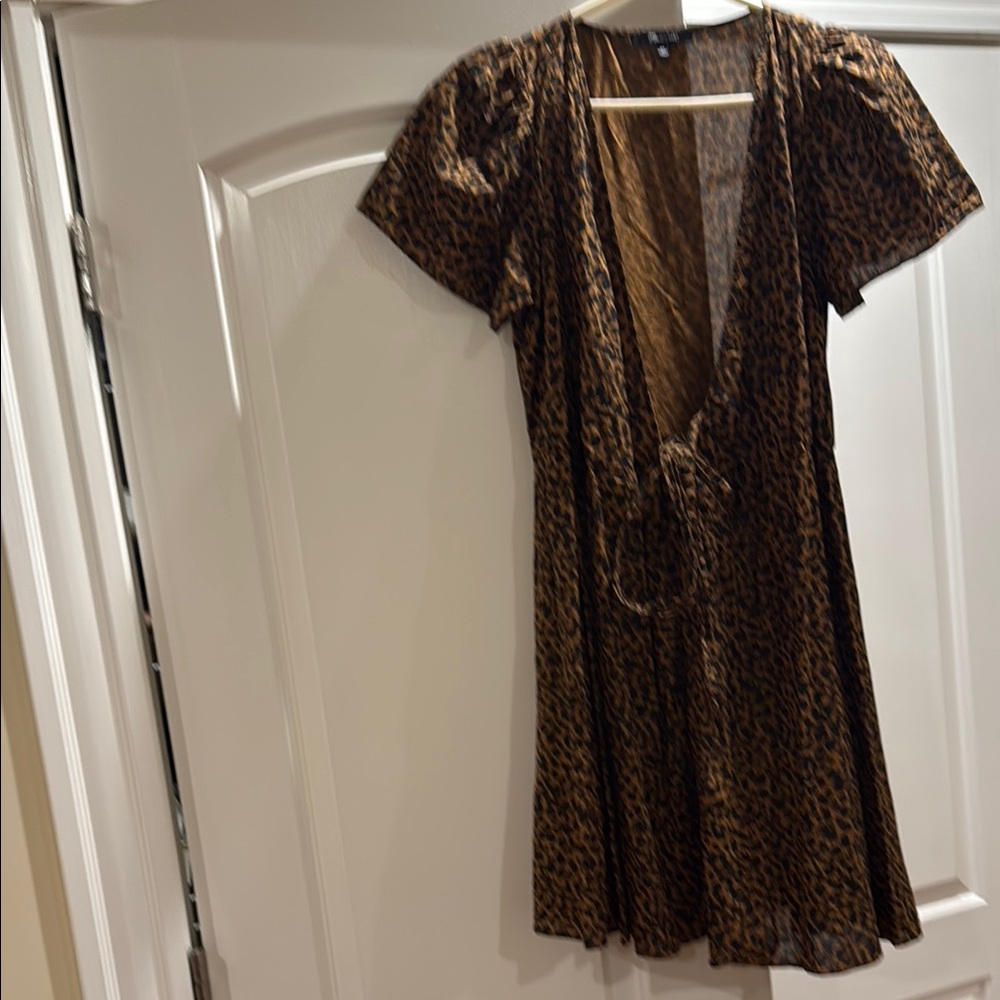 Madewell Brown Puff Sleeve Mini Sundress